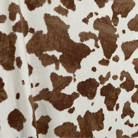 BOMBOM Brown and Off White Animal Print Drop Shoulder Crew Neck Top | size Large - Picture 2 of 6